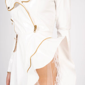 ⋈ WHITE LEATHER-FEATHER ⋈ Evening Dress - Image 13