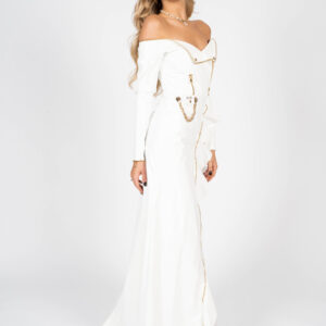 ⋈ WHITE LEATHER-FEATHER ⋈ Evening Dress - Image 8