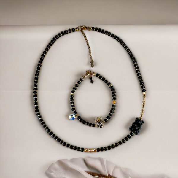 TEDDY CROWN pearl black set