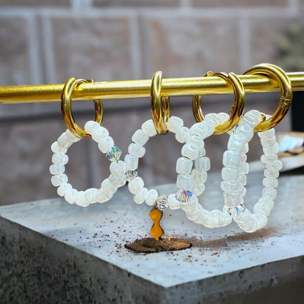 White styklo earrings
