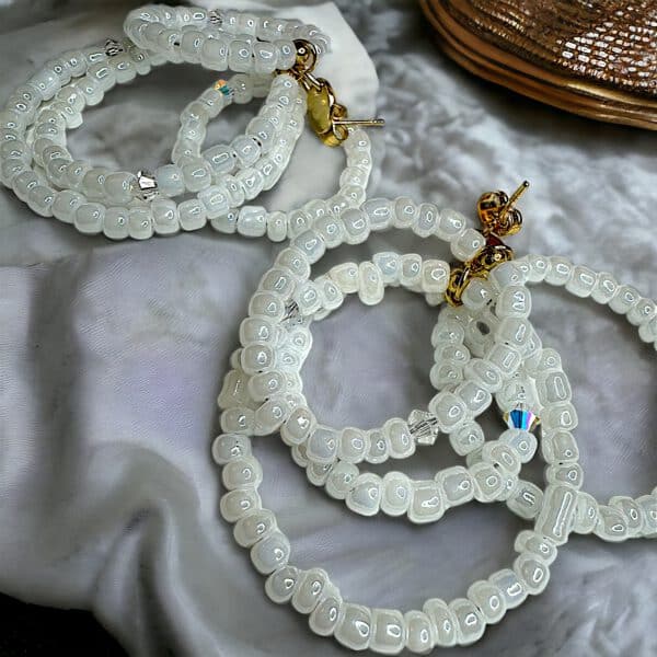 White styklo earrings big