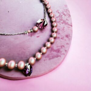 Double row elegance grey bordeaux big crystal - Image 2