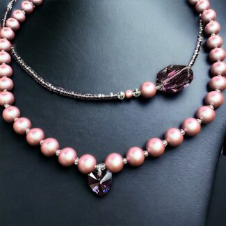 Double row elegance grey bordeaux big crystal