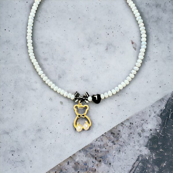TEDDY bow necklace white