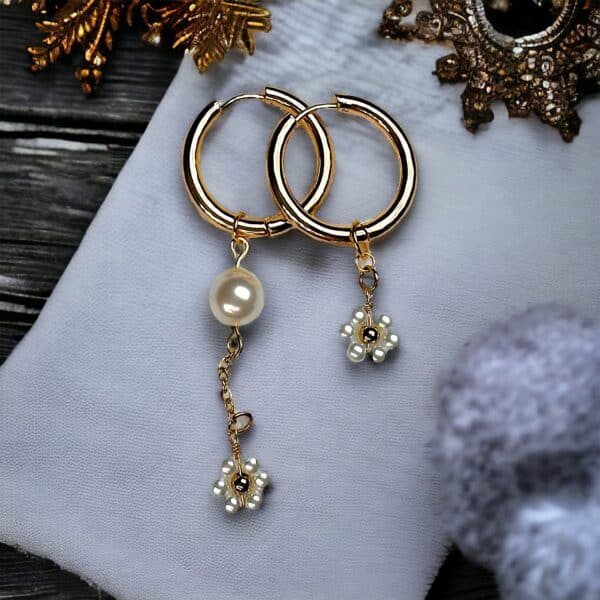 Flowers earrings asymmetrical