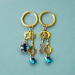 Blue crystal kiss earrings