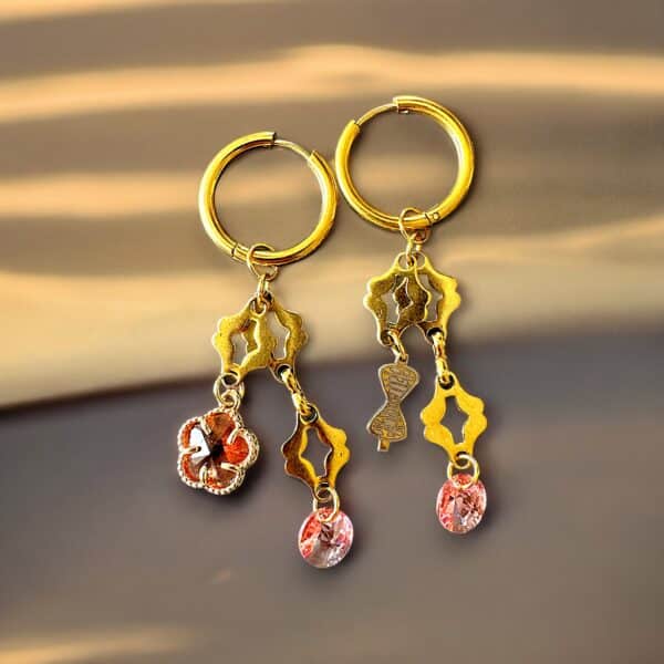 Peach crystal kiss earrings