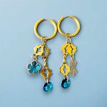 Turquoise crystal kiss earrings