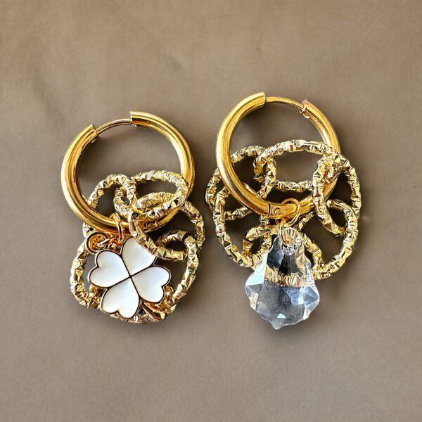 Crystal sunset gold-white earrings