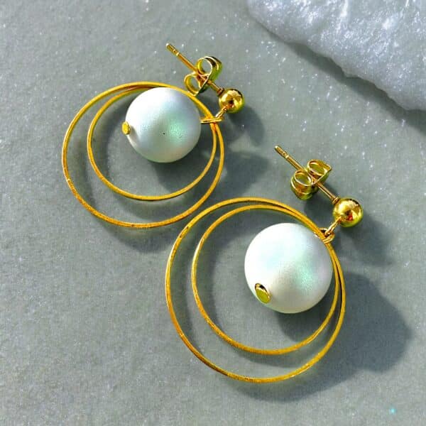Double Circle baby-blue earrings L