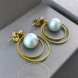 Double Circle baby-blue earrings L - Image 2