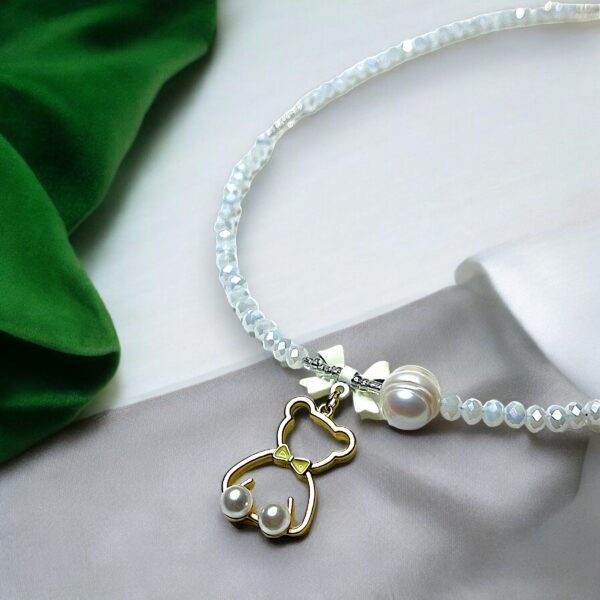 TEDDY bow necklace white