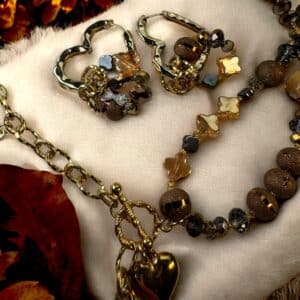 Golden Autumn Heart Earrings - Image 3