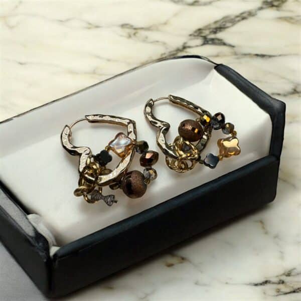 Golden Autumn Heart Earrings