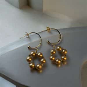 Autumn Crescent Pearl Earrings - Image 2
